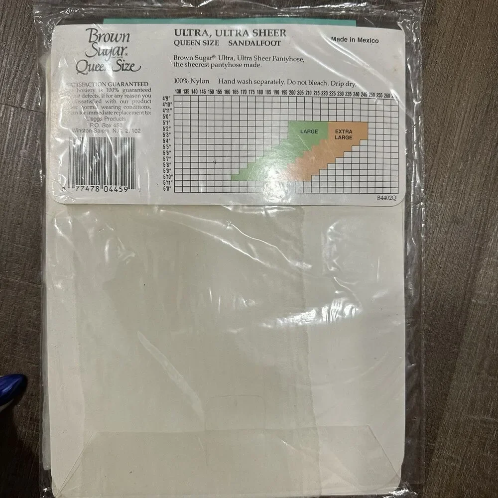 Vintage Leggs Brown Sugar Pantyhose White Size L Ultra Ultra Sheer Queen 200-220